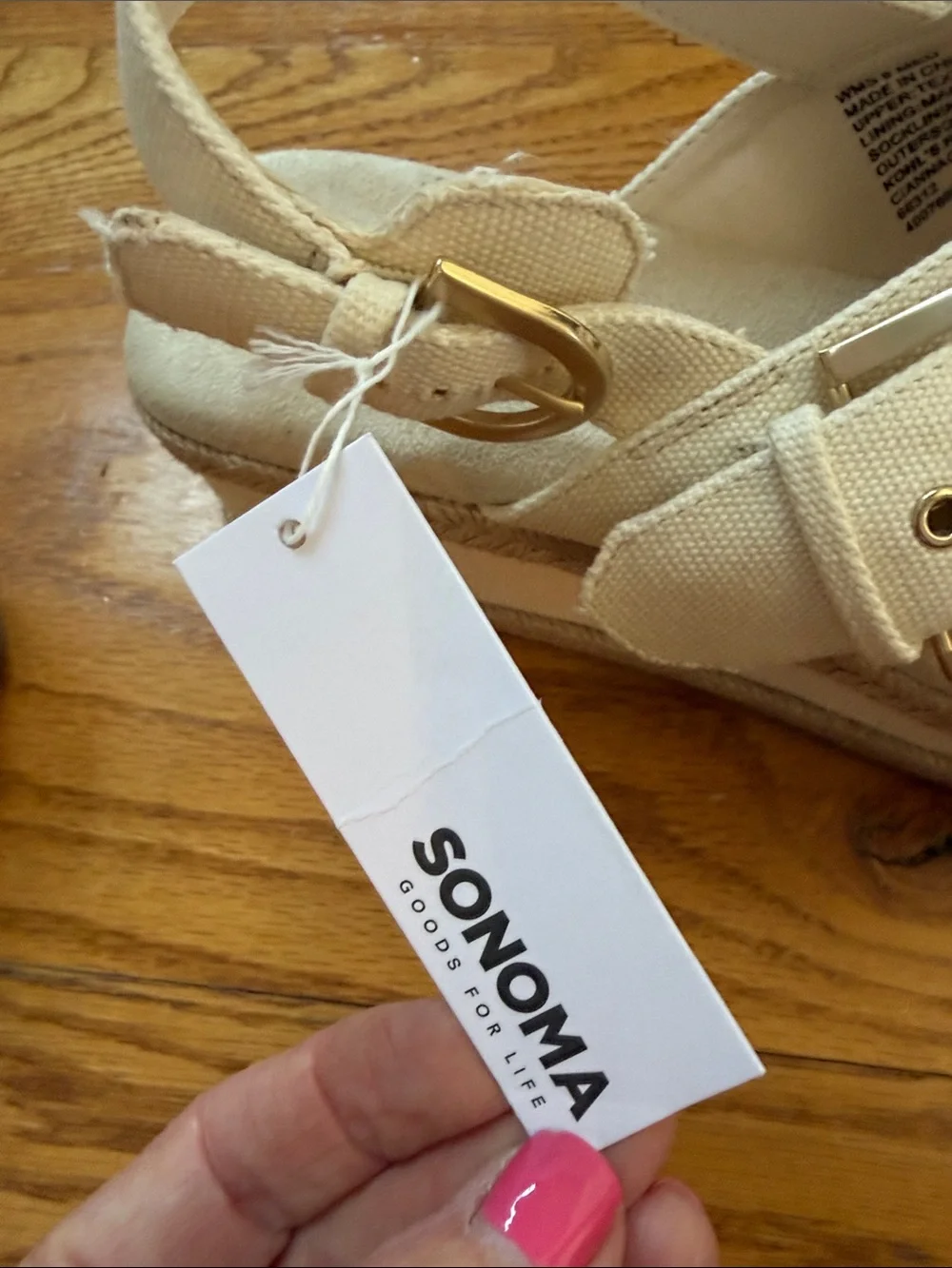 Sonoma Cream Cross-Strap Espadrille Sandals with Gold Buckle